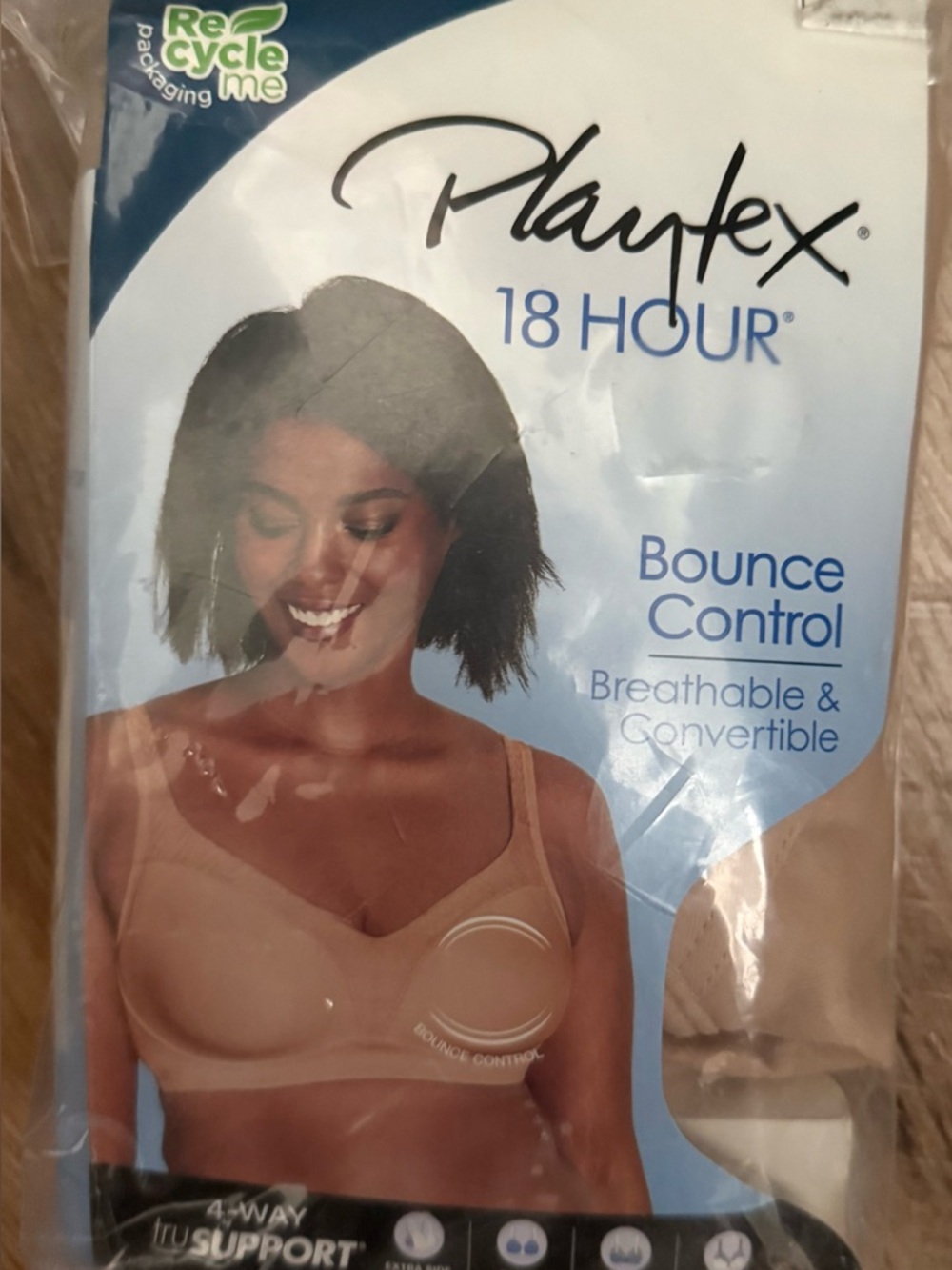 NWT Playtex 18Hour Wirefree Bra US4699 Taupe 44DDD 4Way TruSupport Full Coverage